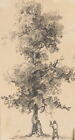 C. HOGUET (1821-1870), Figuren an einem hohen Baum, Bleistift Romantik 1800-1849
