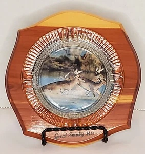 Toller Rauchberge Andenken Aschenbecher mit Papierbild Hirsch unter Aschenbecher. - Bild 1 von 5