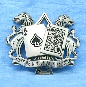 Gamblers Jack Be Nimble Jack Be Quick Black Jack 21 Belt Buckle Vtg 90s .PCB130 - Picture 1 of 6
