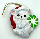 HALLMARK Christmas Ornament VTG Ceramic Santa Bear Peppermint Candy RARE 1985