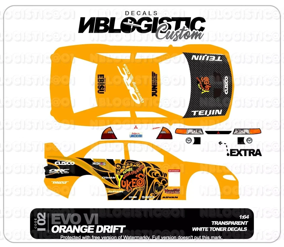 Mitsubishi Custom Universal WaterSlide Decal for hot wheels 1/64 Scale 01 - Image 1 of 1