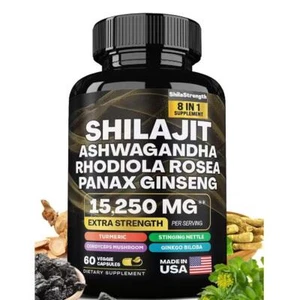 Shilajit Ashwagandha & Rhodiola Rosea, Panax Ginseng High Strength 60 Caps DE - Bild 1 von 8