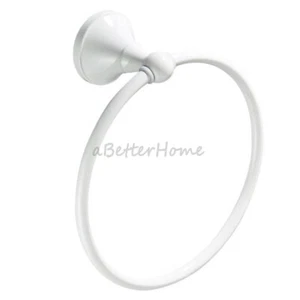 White Bathroom Towel Ring Holder Wall Mount Bath Towel Rack Shelf Clothes Hanger - Picture 1 of 5