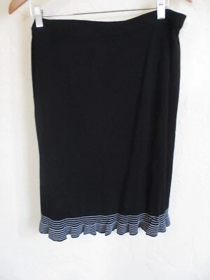 Sag Harbor 条纹荷叶边针织裙大码 1X 码 — 第 1/4 张图片