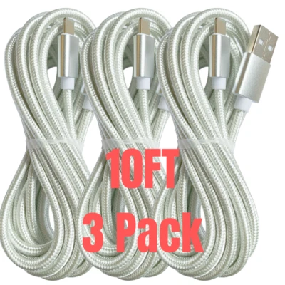 Cable de carga rápida USB de 10 pies para iPhone 13 12 11 XS XR 8 7 6 Foto 1 de 4