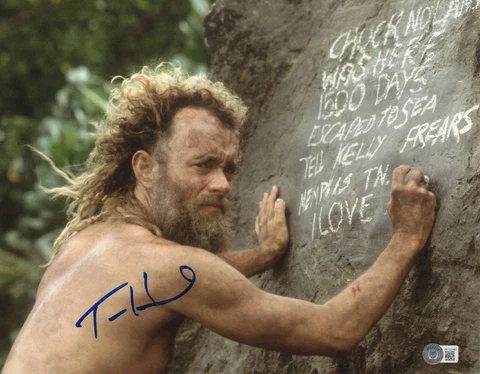 L@@K TOM HANKS SIGNED AUTOGRAPH CAST AWAY 11X14 PHOTO BAS BECKETT COA WILSON Cover