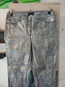 Silberne Stretch-Jeans beschichtet mit Schlangenprint Gr. 44 - fast Neu - Bild 1 von 6