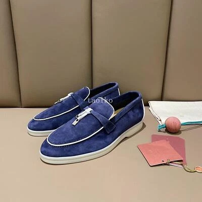 Zapatos planos sin cordones de cuero de gamuza real británico para mujer Foto 1 de 4