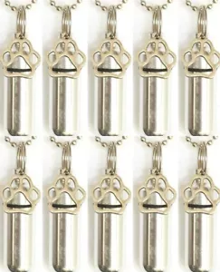 Juego de 10 collares plateados de urna de cremación con patas/perro/gato, con bolsas de terciopelo - Imagen 1 de 6