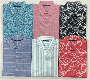 Men's Perry Ellis Cotton Button-Front Short Sleeve Shirt - Picture 1 of 7