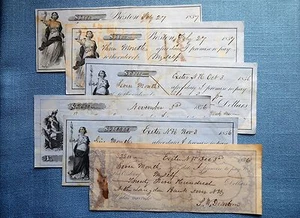 Lot von 6 Schuldscheinscheinen von NH Banks 1856-1877  - Bild 1 von 7