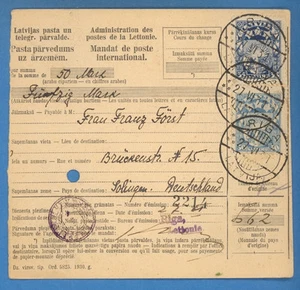 1931 LATVIA GERMANY MONEY ORDER CANCELLED RIGA 4246 - Picture 1 of 2