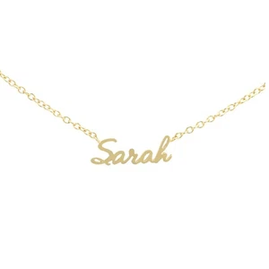 Solid 14k Sarah Necklace Real 14k Yellow Gold Elegant size sarah name jewelry - Picture 1 of 8