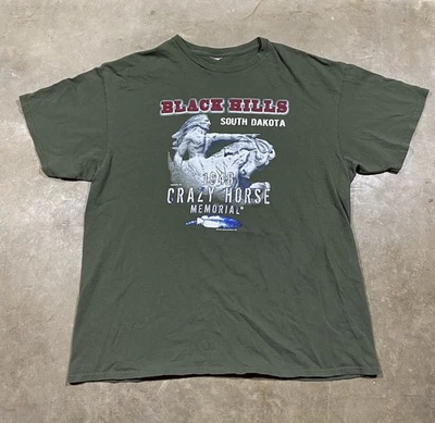 Crazy Horse Memorial Tee Black Hills South Dakota Statue Graphic Green XL - Image 1 of 4