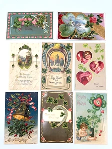 Lot of 8 Four Leaf Clover Postcards-5 Posted - Picture 1 of 10