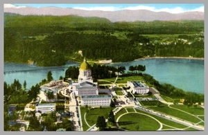 Washington State Capitol Olympia WA Luftaufnahme Leinen um 1930 Vintage Postkarte - Bild 1 von 2