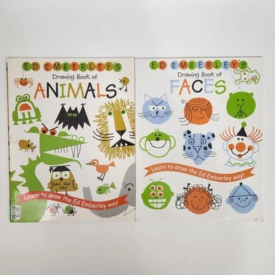 Ed Emberley's Drawing Book of Faces & Animals Lot x2 Fingerprint Paperback Great - Image 1 of 4