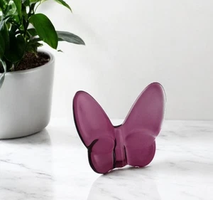 3" Plum Crystal Butterfly Figurine Tabletop Sculpture - Picture 1 of 6