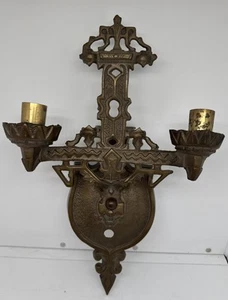 Antique gothic Wall Sconce Of Cast Metal- No Wiring Or Hanging Hardware - Picture 1 of 8