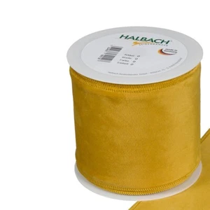 Weihnachten Samt Stoffband 100 mm x 8 m senfgelb - Bild 1 von 2