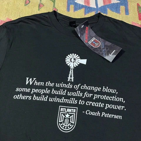NWT Atlanta Dreams Coach Petersen Windmill Quote Black T-Shirt Adult Medium WNBA Cover