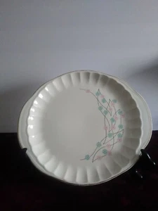 Antique RARE W.S George China Cake Platter Pink Turqouise Flower Atomic? - Picture 1 of 5