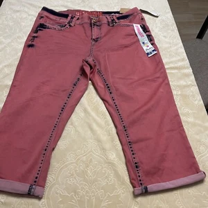 Hydraulic Bailey Ultra Soft Denim Pink Women’s Capris Size 18W NWT - Picture 1 of 19