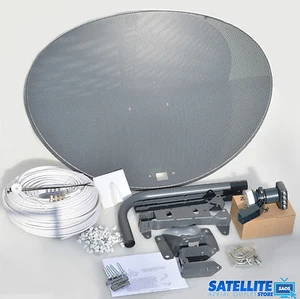 80cm Zone 2 satellite dish & quad lnb + 50m White coax kit For Freesat / Sky - Picture 1 of 4