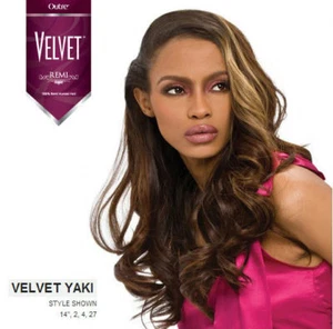 VELVET REMI YAKI 100% HUMAN HAIR WEAVE EXTENSION BY OUTRE REMY YAKY 10S"-14" - Picture 1 of 9