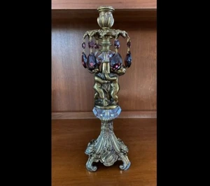 Antique Hollywood Regency Style Cherubs Candlestick Holder - Picture 1 of 10