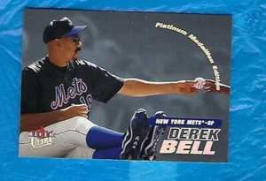 Derek Bell 2001 edición medallón ultra platino Fleer #145P mets de Nueva York #/50 - Imagen 1 de 2