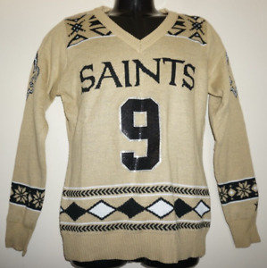 Drew Brees New Orleans Saints NFL Team Apparel Christmas Sweater Jersey Womens M