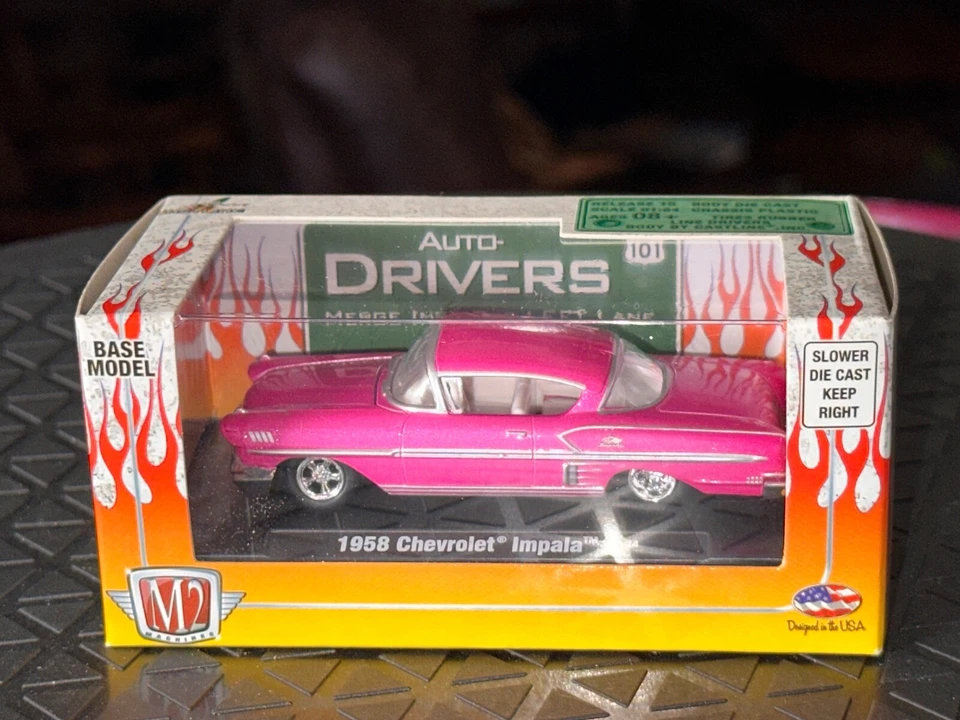 M2 1958 Chevrolet Impala 1:64 PINK MIB Diecast Die Cast Auto-Drivers - Image 1 of 1