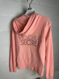 Victoria Secret supermodel, essentials Women’s Light Orange Full Zip Up Hoodie - Picture 1 of 8