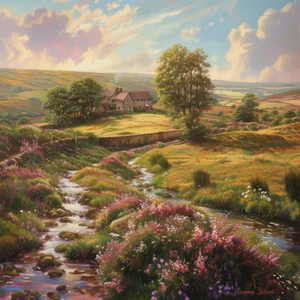 Yorkshire Dales Pintura al óleo Arte Lujo Lona Foto de Pared Estampado Colorido - Imagen 1 de 1