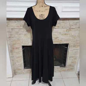 Encore by Idina Menzel black midi comfy skater dress size large - Picture 1 of 6