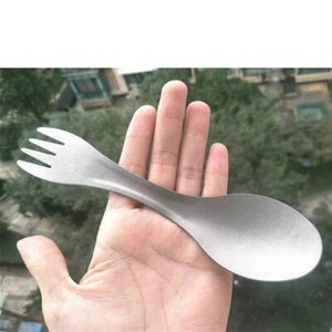 Ultralight outdoor camping titanium spork titanium spoon fork silver color J. H8 - Picture 1 of 8