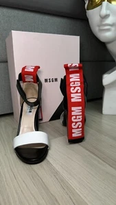 High Heels Schuhe MSGM schwarz weiß rot echt Leder Gr. 38 - Bild 1 von 18