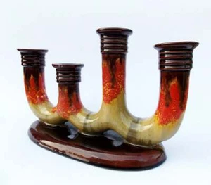 Vintage 1920-1930 JULIUS DRESSLER Art Deco Ceramic Candelabra Fayence Holder - Picture 1 of 5