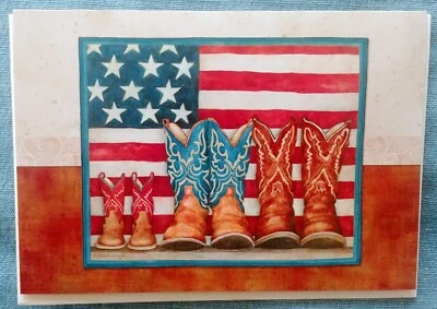 "Family Of Cowboy Boots", (1) Leanin' Tree, New Baby Card, New With (1) Envelope - Image 1 of 4