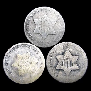 Lot of 3 Silver Three Cent Piece 3cp Silver -- Nice Details Coin Lot ---- #026D - Picture 1 of 2