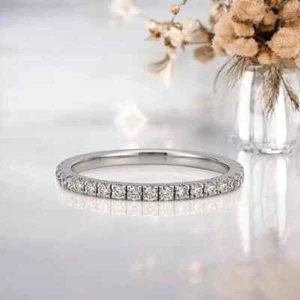 Eternity Band 14k White Gold 0.51 Ct Round Cut Lab Grown Diamond - Picture 1 of 3