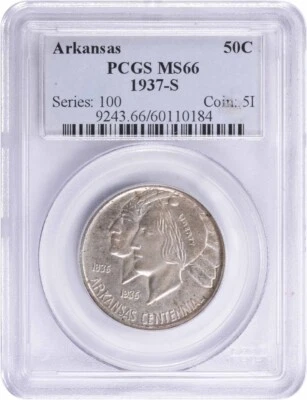Arkansas Commemorative Silver Half Dollar 1937-S MS66 PCGS - Image 1 of 4