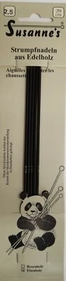Suzanne's EBONY DOUBLE POINT Sock Needles 20 cm, Various Sizes - Image 1 of 4