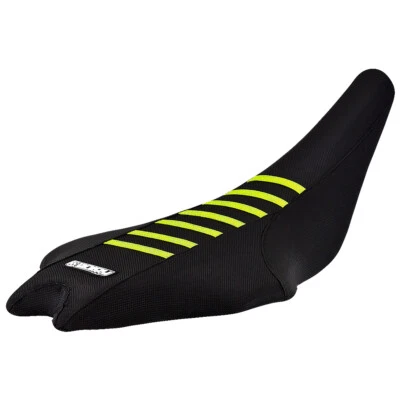 2009-2020 Yamaha YFZ 450R Seat Cover  ALL BLACK / NEON YELLOW RIBS  #201 - Image 1 of 4
