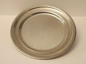 Plato redondo grabado vintage de acero inoxidable Selandia 10,75" - Imagen 1 de 9