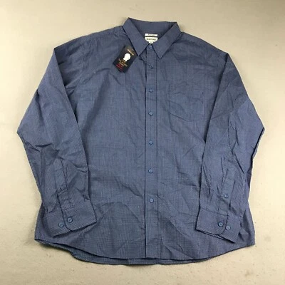 Haggar Shirt Mens XL Blue Houndstooth Long Sleeves Tuckless Button Up NWT - Image 1 of 4