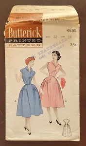 B-6480 Vintage One-Piece Dress Sewing Pattern Butterick Bust 32 Complete - Picture 1 of 3