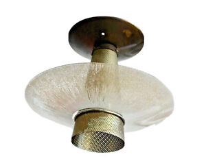 Lightolier Vtg Mid Century Modern Perforated Brass Glass Cone Light Fixture Lamp