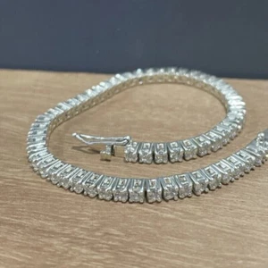 3 mm Rund geschnitten 6 TCW VVS1 Moissanit Tennis Braut Armband 14k weiß vergoldet - Bild 1 von 10
